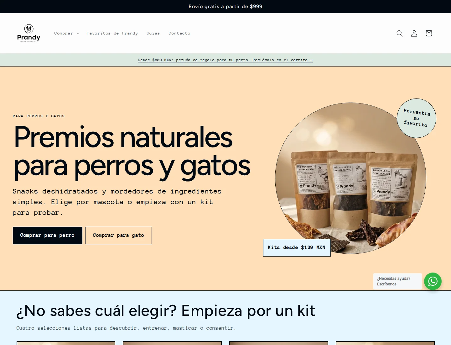 Homepage real de Prandy: identidad, navegación y presentación de sus premios